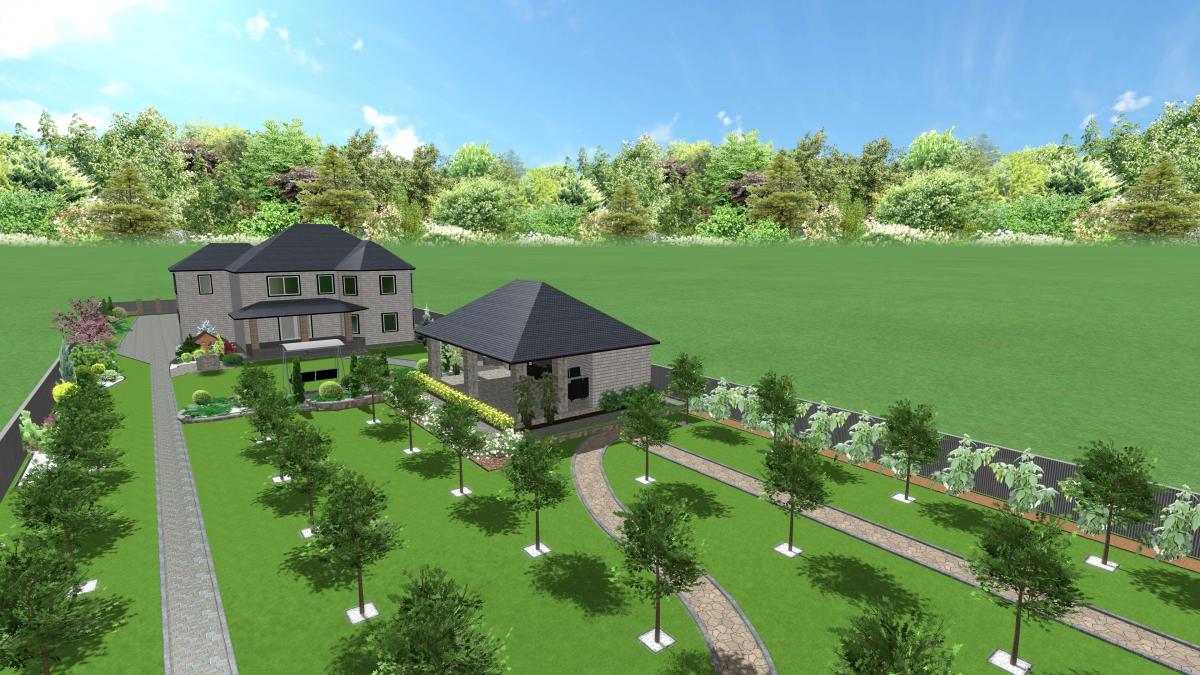 Створення ландшафтного дизайну території приватного будинку с. Іванковичі